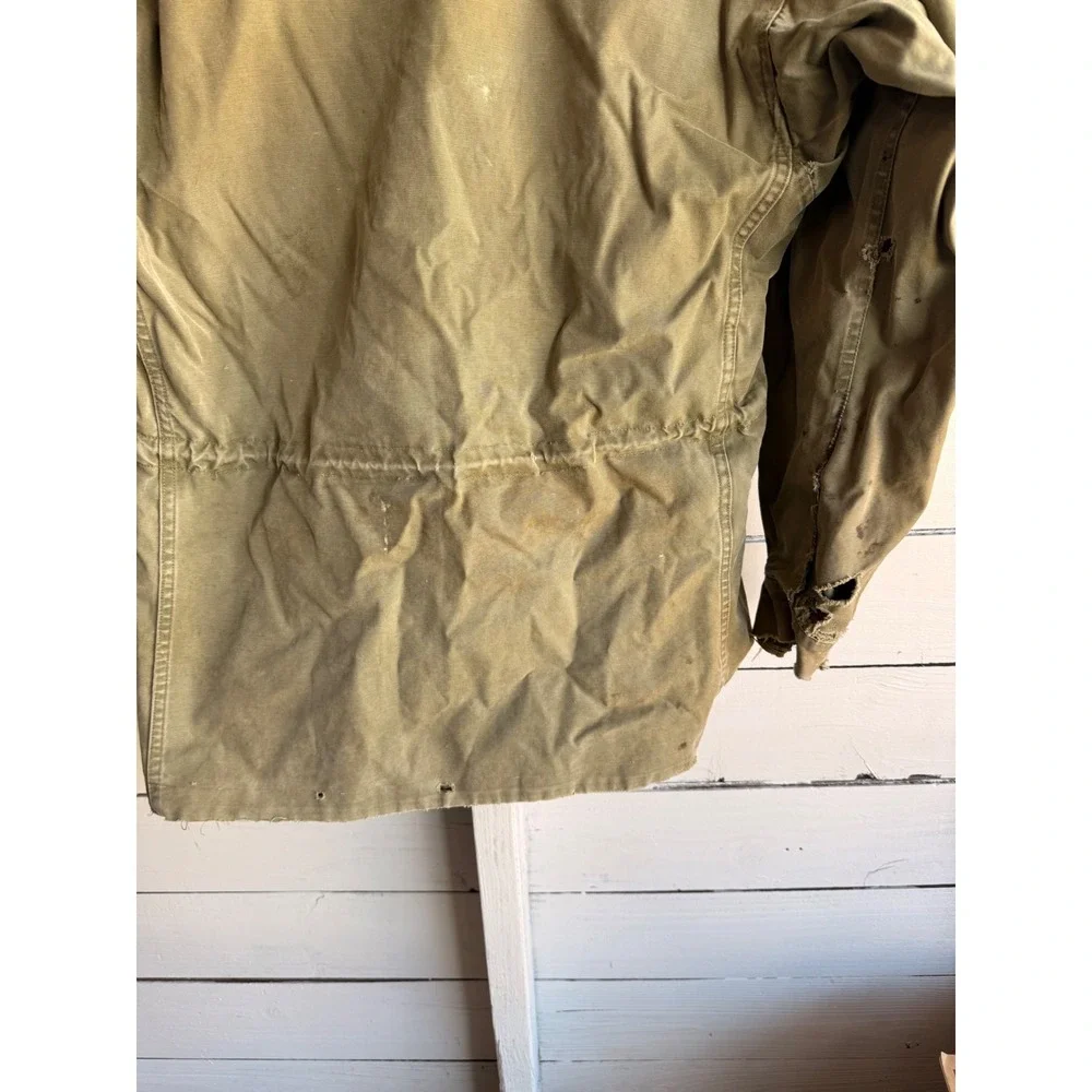 Vintage US Military M-1943 Field Jacket Olive Drab M43 Combat Coat Thrashed